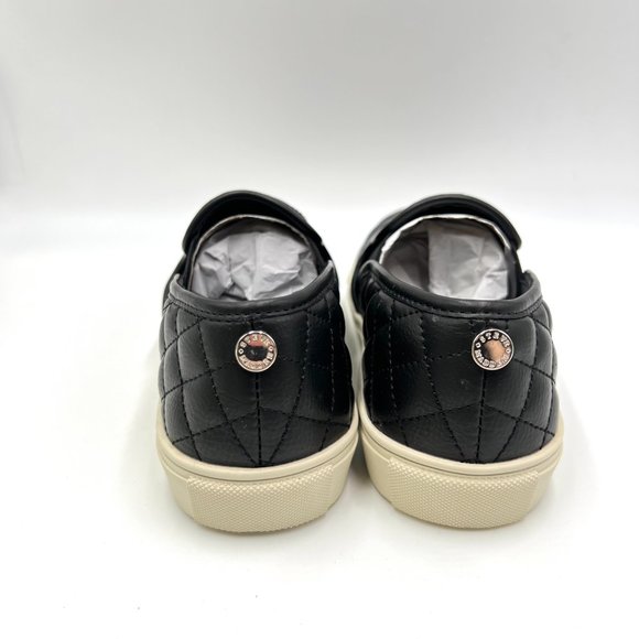 Steve Madden Size 7.5 Ecentrcq Black Faux Vegan Quilted Leather Sneakers Shoes - Picture 7 of 14